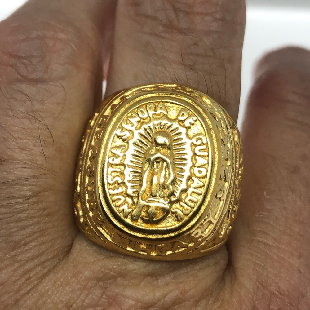 Vintage Our Lady of Guadeloupe Saint mens ring